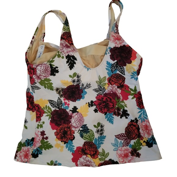 Swimsuits For All Womens Multicolor Floral Sleeveless Swimsuit Tank Top Size 14 - Picture 2 of 5